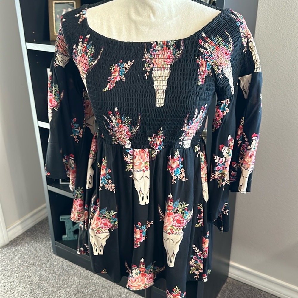 Western skull print top